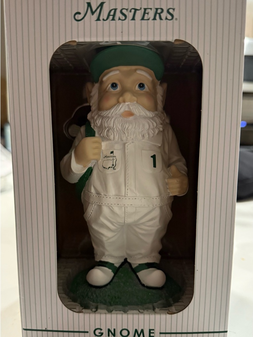 Masters Green & White Golf Gnome Figurine